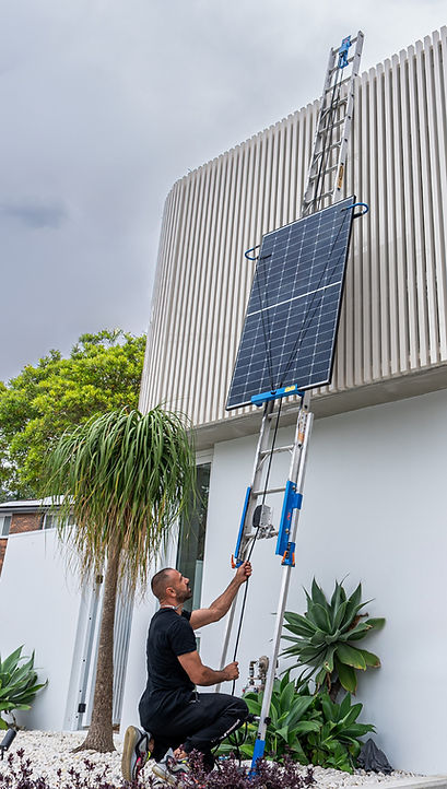 Solar Panel Hoist in action