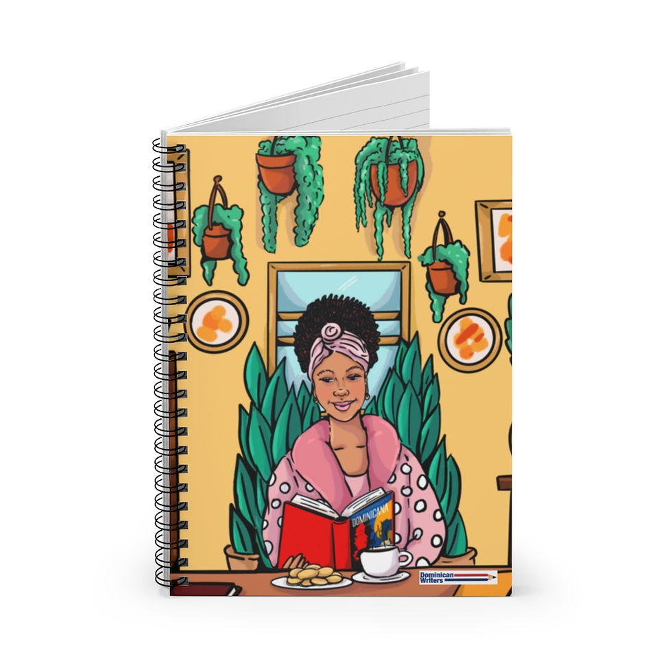 Woman reading Dominicana by Angie Cruz-Spiral Notebook - Ruled Line