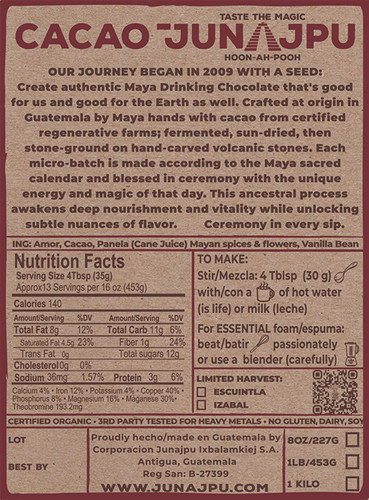 1 lb Mayan Ceremonial Cacao – Mayan Spice | Cacao Junajpu