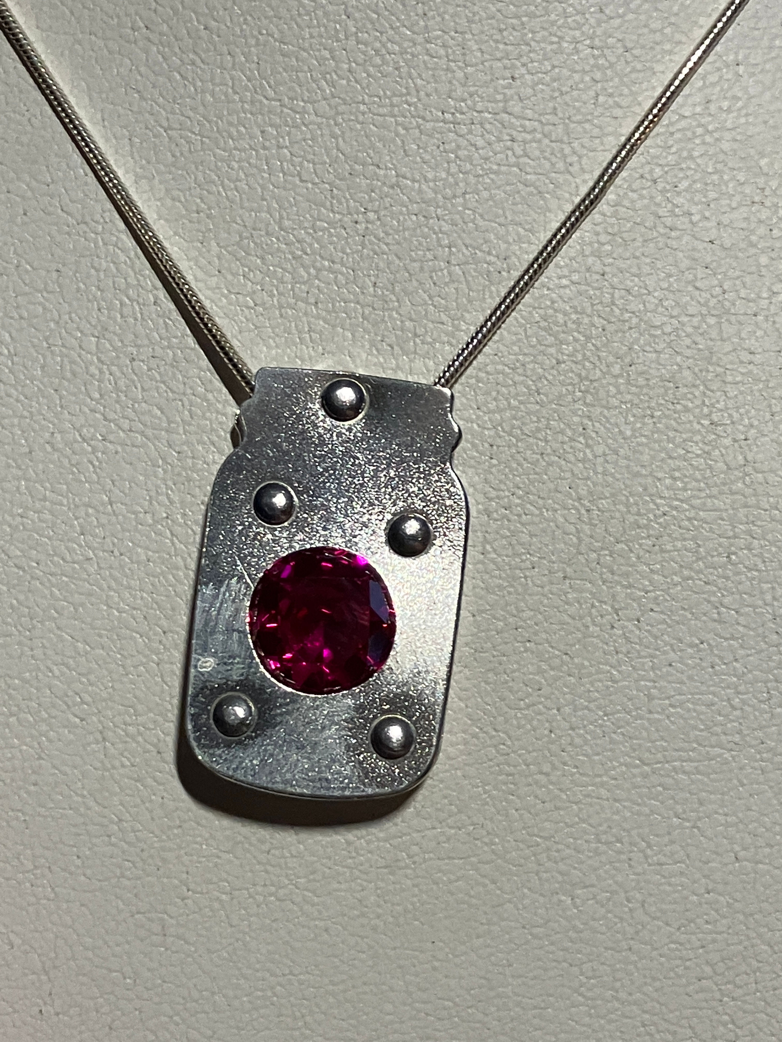 Sterling Silver Riveted Mason Jar w/ Ruby (lab)
