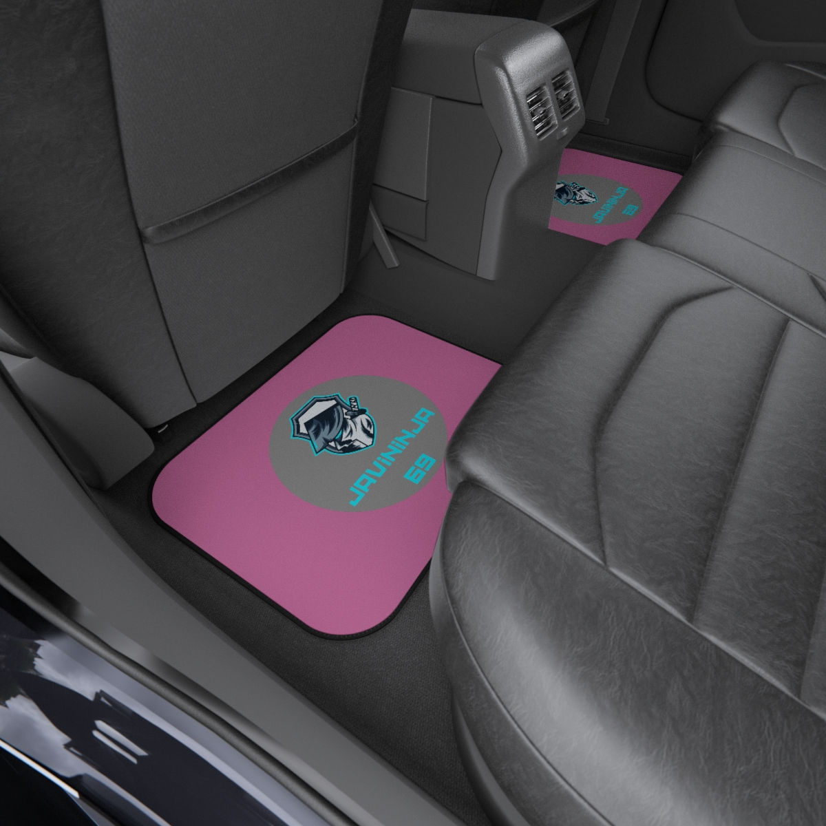 Car Mats (2x Rear) Javininja69 logo Light pink