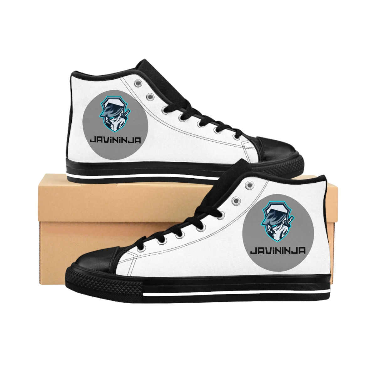 Women's Classic Sneakers White Javininja logo