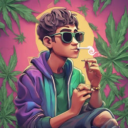 A boy is smoking weed in style