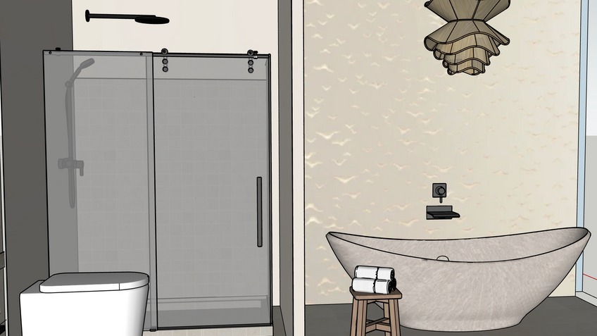 Japandi Bathroom (water closet wall and door removed)