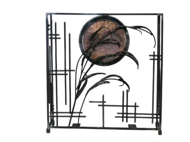 Commissioned radiator grill =, iron and copper, 4 feet long, 3.5 feet tall