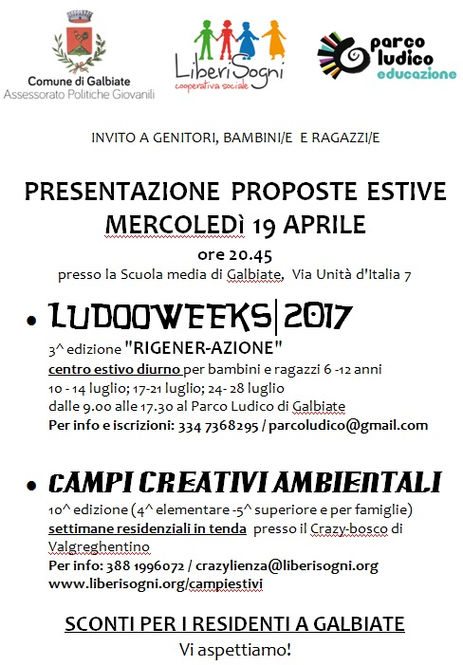 19.04.17 serata di presentazione PROPOSTE ESTIVE!