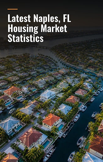 Latest Naples, FL housing market statistics: aerial view of canal-front neighborhoods at sunset