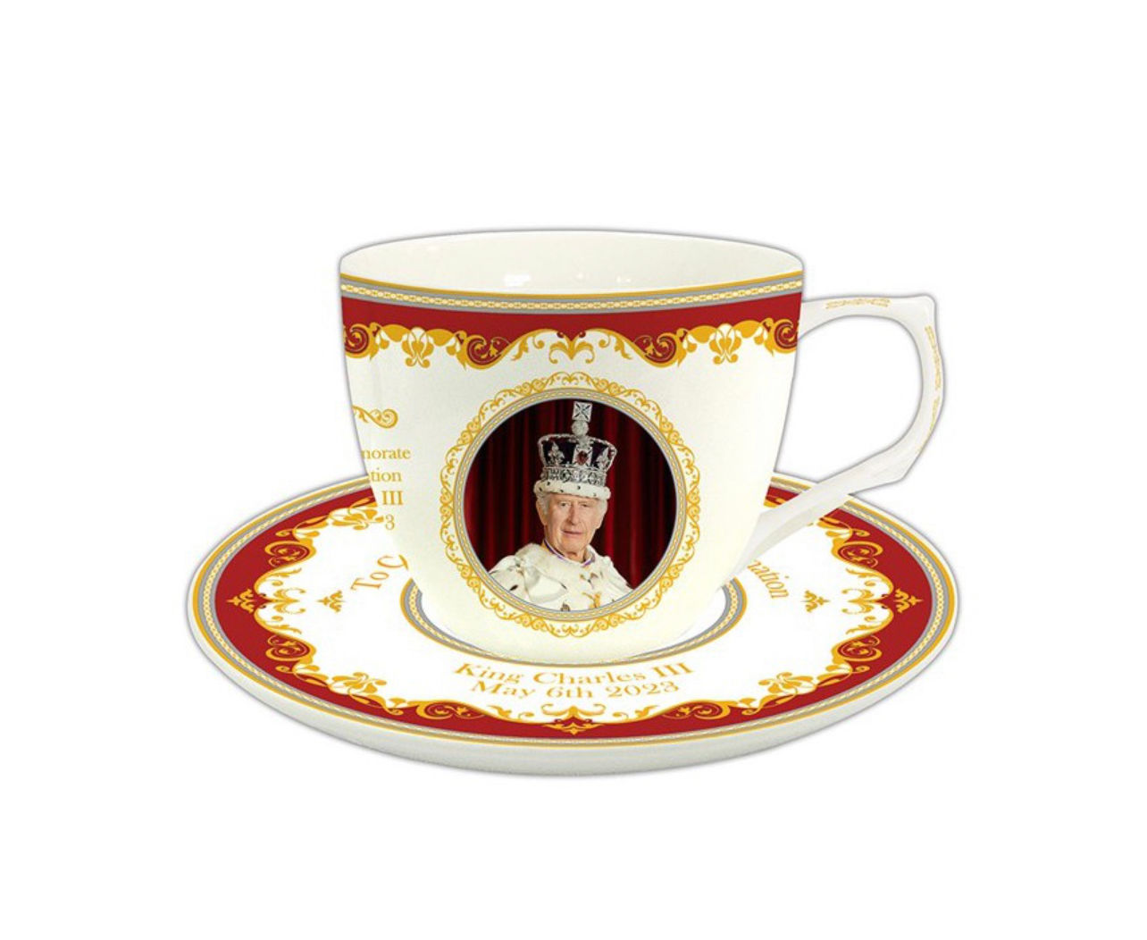 Tasse + soucoupe Roi Charles III couronnement 200 ml