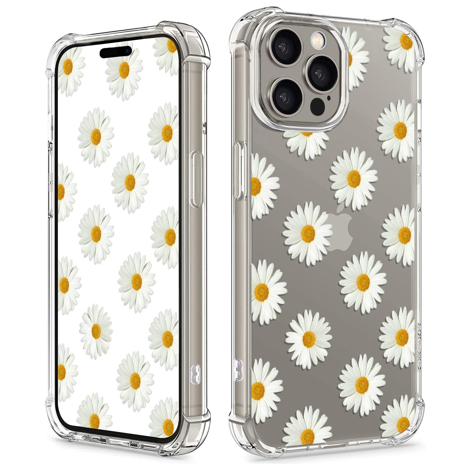 COBATREE for iPhone 15 Pro Phone Case Clear Case with Small Daisy Pattern for iP