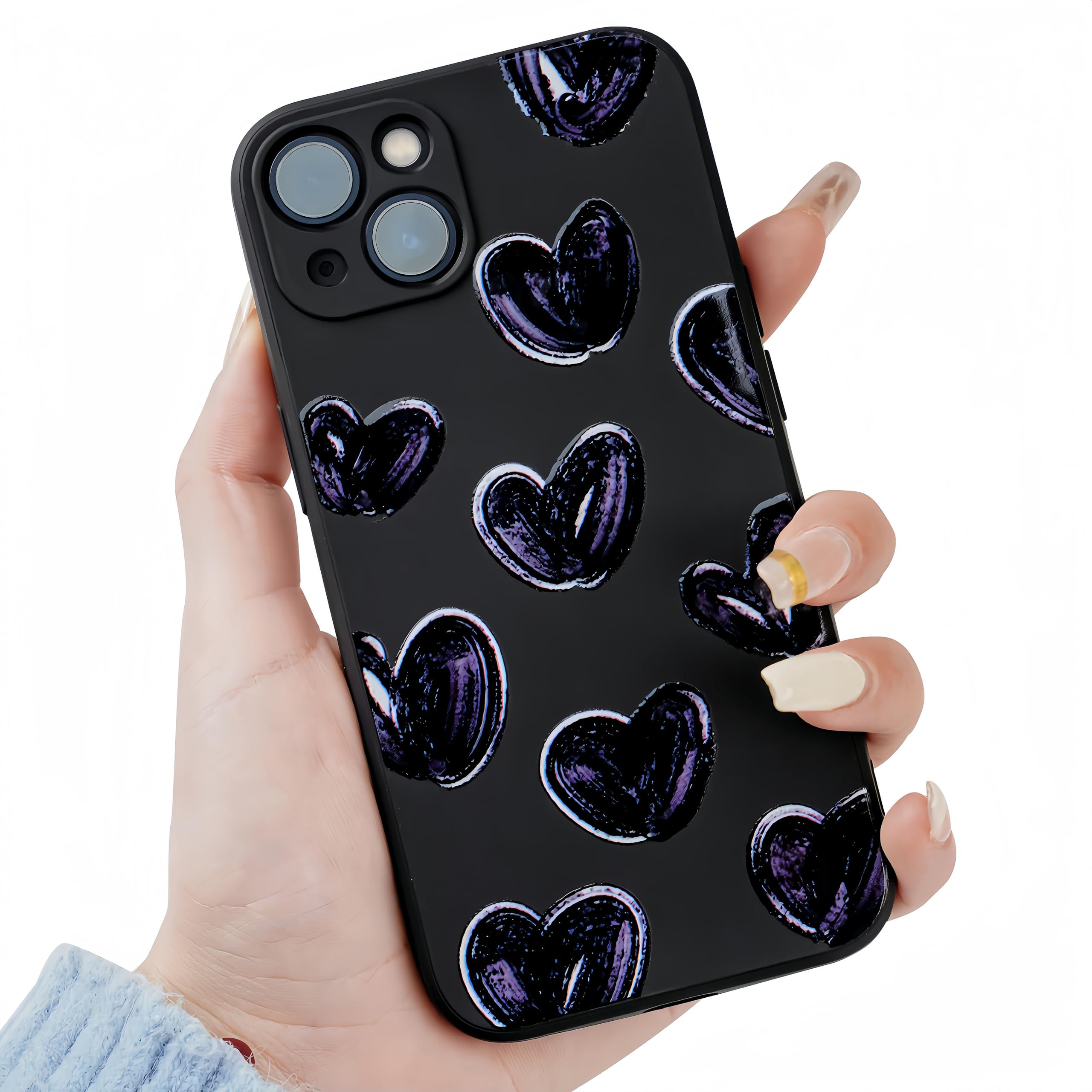 ANLABESY Compatible with iPhone 13 Case Cute TPU Black Phone Case Compatible wit