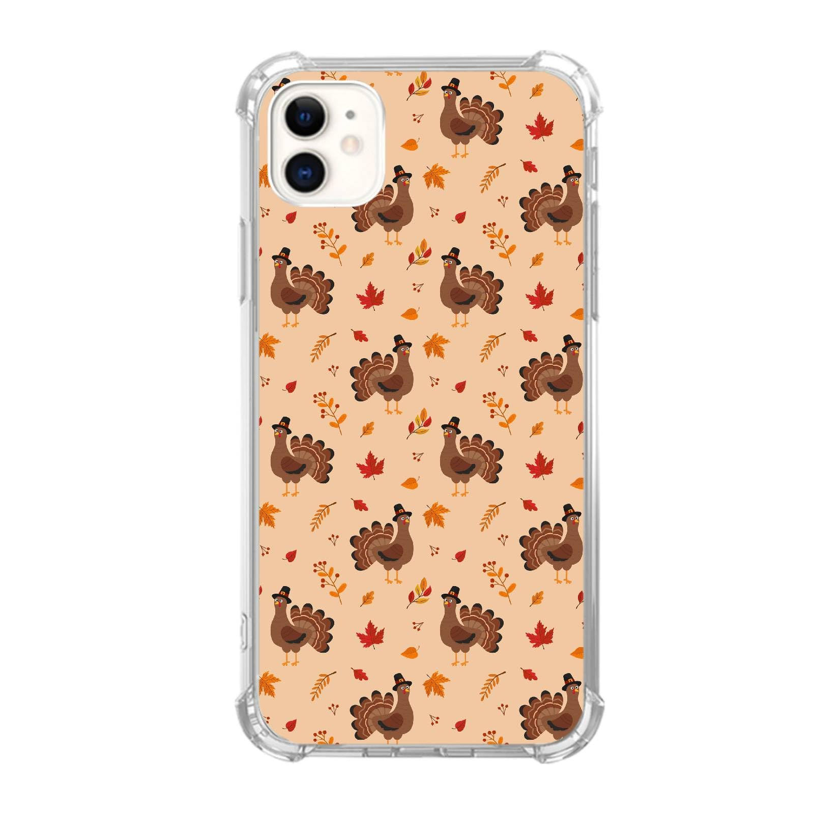 Thanksgiving Turkey Autumn Leaves Phone Case Compatible with iPhone 12/iPhone 12