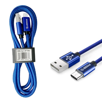 Thumbnail: Esoulk 3.3ft Nylon Braided USB Cable For Type-C