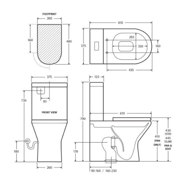 Thumbnail: Fienza - Escola Rimless BTW Toilet Suite. S Trap - K1223A
