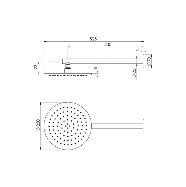 Thumbnail: Phoenix - Vivid Slimline SS 316 Shower Arm and 250mm Round Rose - 316-5200-51