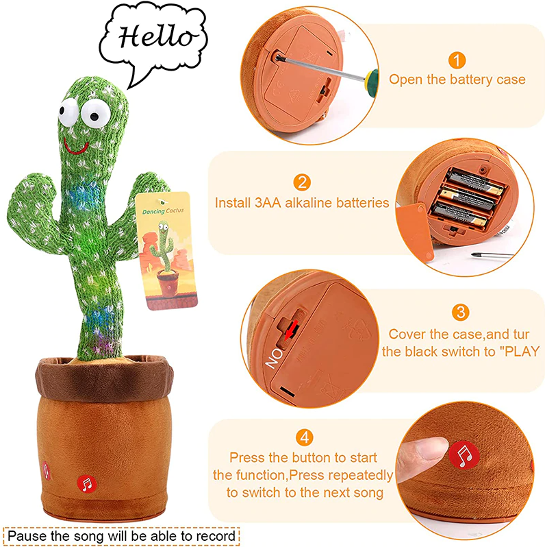 Thumbnail: Dancing Cactus Plush Toy Doll Electronic Recording Shake With Song Funny Gift US