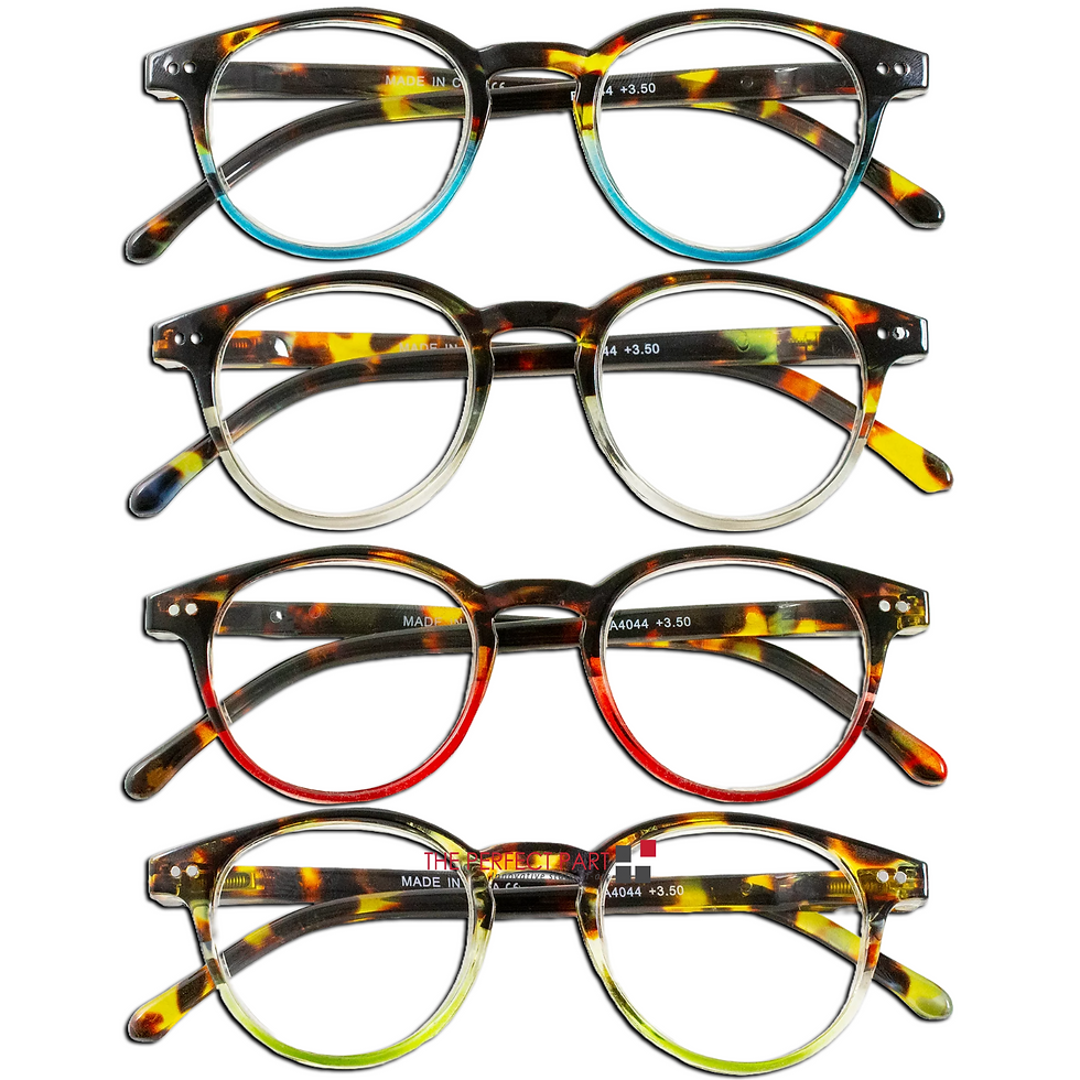 Thumbnail: 4 Pairs Mens Women Spring Hinge Round Horn Power Oval Reading Reader Glasses 1-4