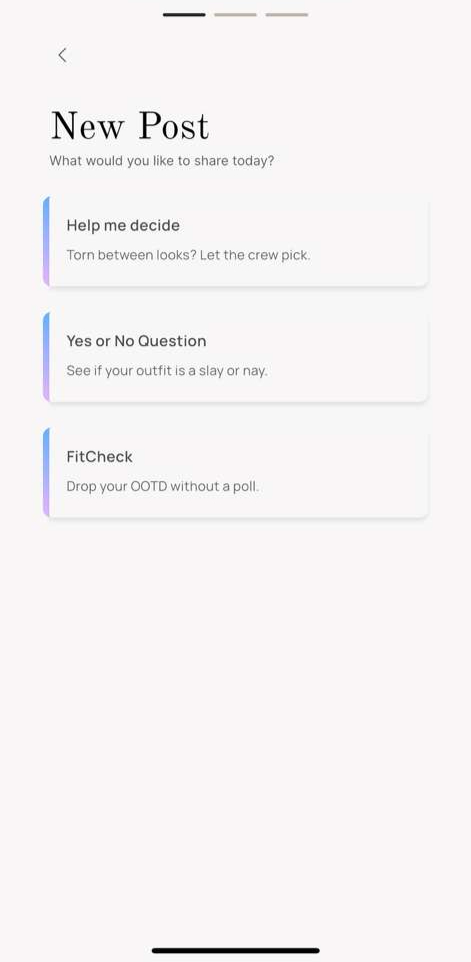 Interfaz de aplicación movil social de moda