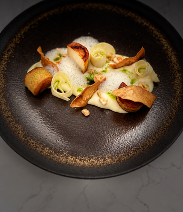 Déclinaison de panais, création du chef Noé Julien au Lounge Roc, restaurant à Avoriaz
