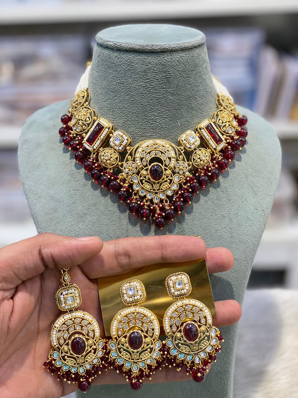 Thumbnail: Hira Collections MAHNOOR
Kundan Necklace Earrings Maangtikka 
Premium Quality 