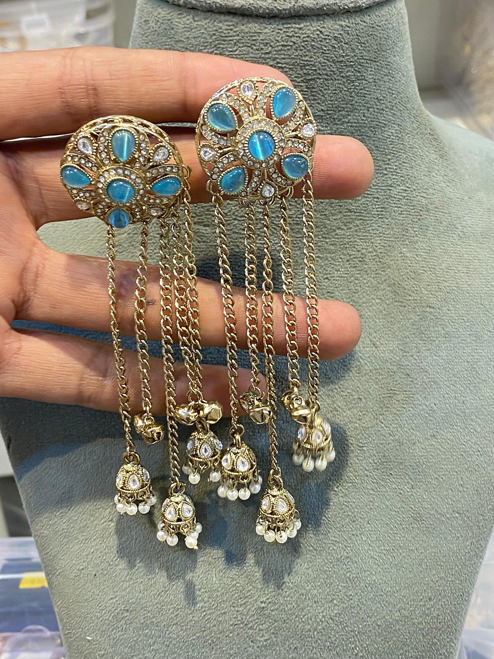 Thumbnail: Hira Collections SUHANI
Antique Plated 
Kashmiri Ghungroo Long Jhumki Earrings 