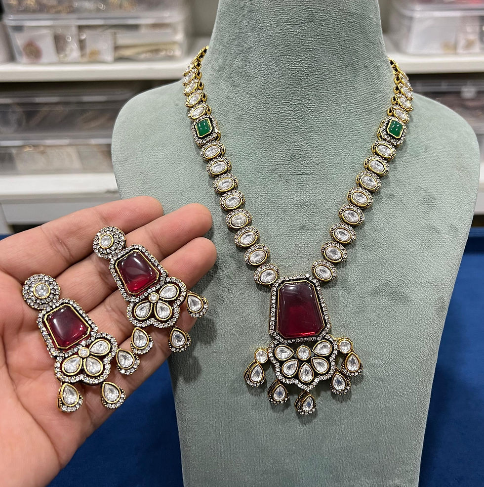 Thumbnail: Hira Collections VINAYTA
Monalisa Stones Necklace + Earrings 