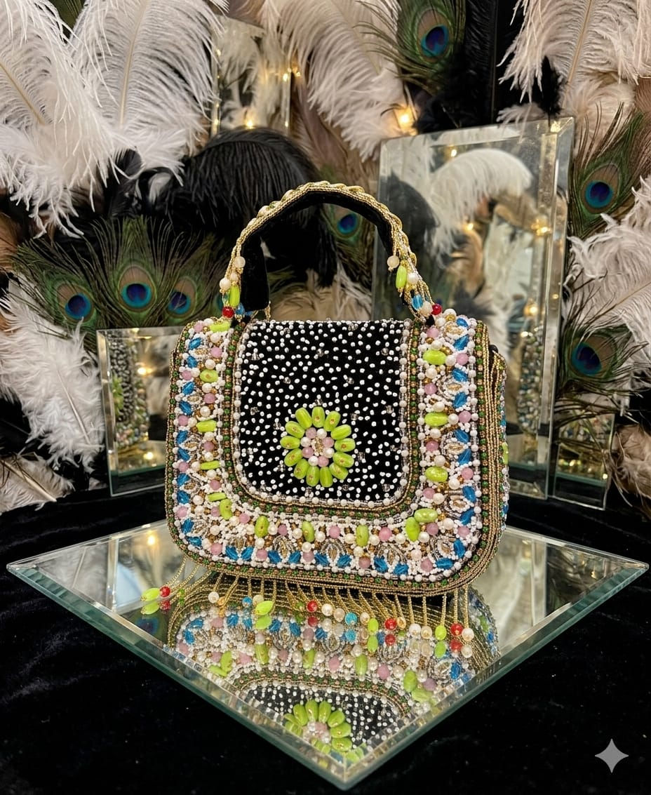 Hira Collections BAG009
Luxury Flap Clutch with Handle