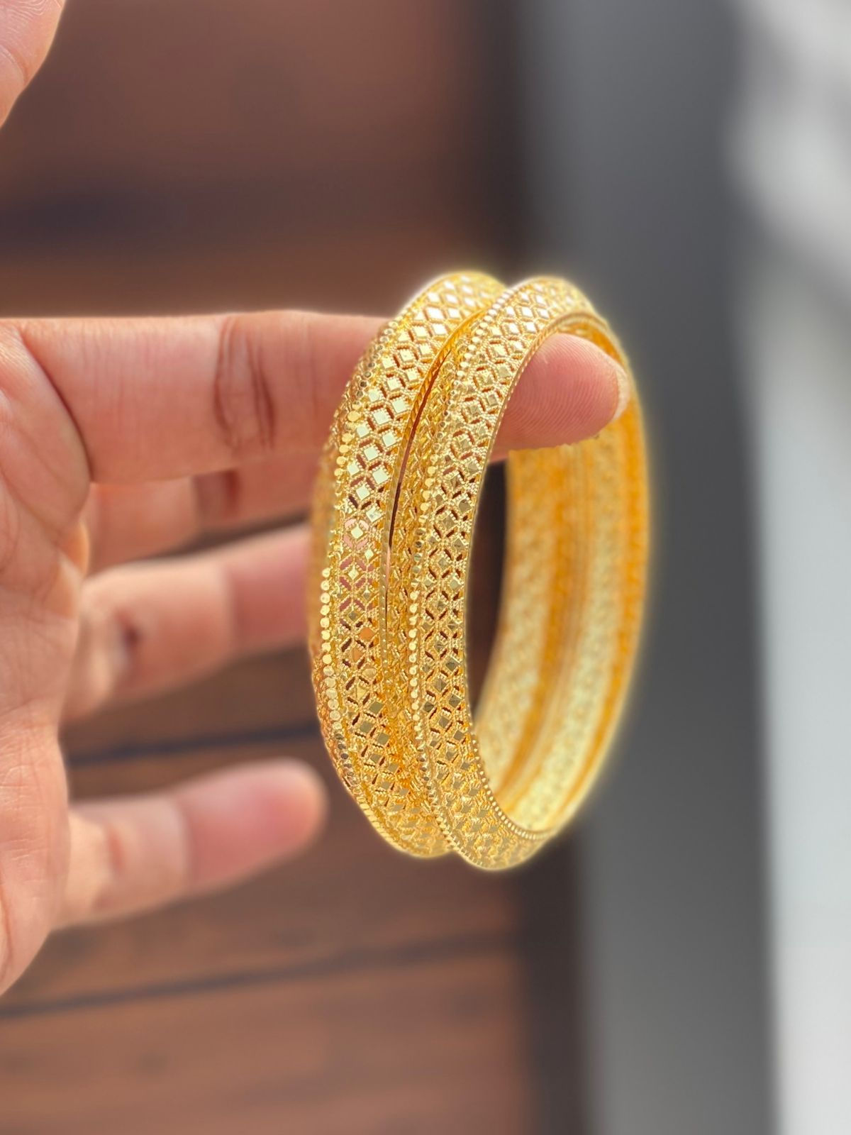 Hira Collections 10006
One Gram Real Look Gold Plated 
Bangle Pair 
