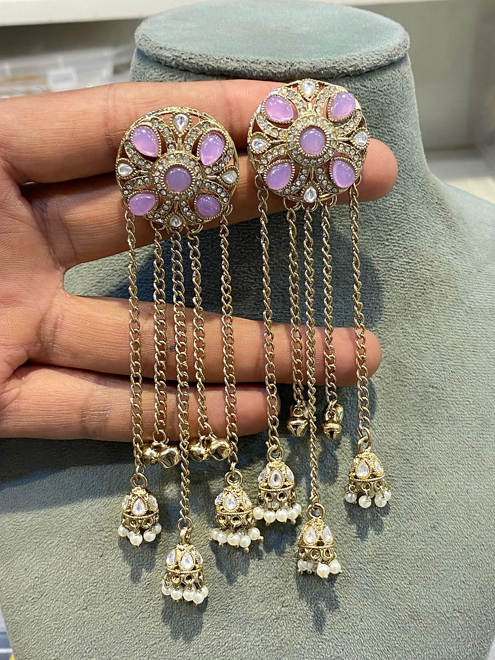 Thumbnail: Hira Collections SUHANI
Antique Plated 
Kashmiri Ghungroo Long Jhumki Earrings 