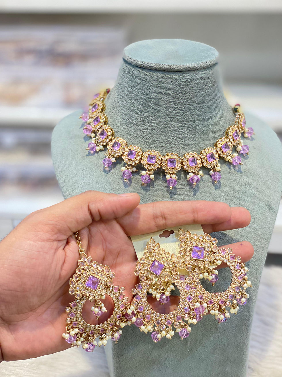 Thumbnail: Hira Collections NORA
Antique Polki 
Necklace, Earrings, Maangtikka