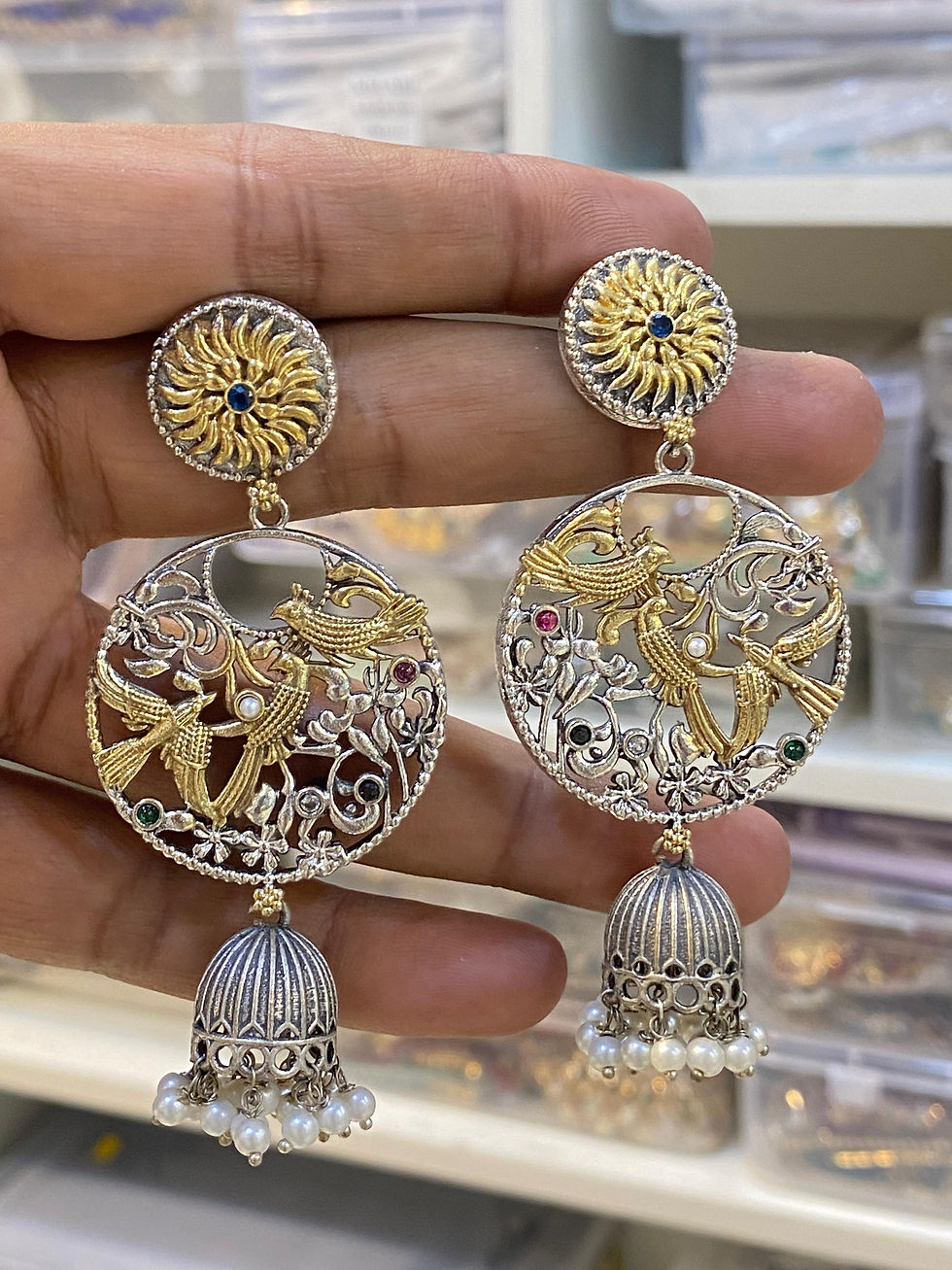 Thumbnail: Oxidised Black Metal 
Heritage Collection 
Jhumki Earrings 