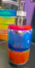 Colorful liquid soap dispenser with personalized custom designs