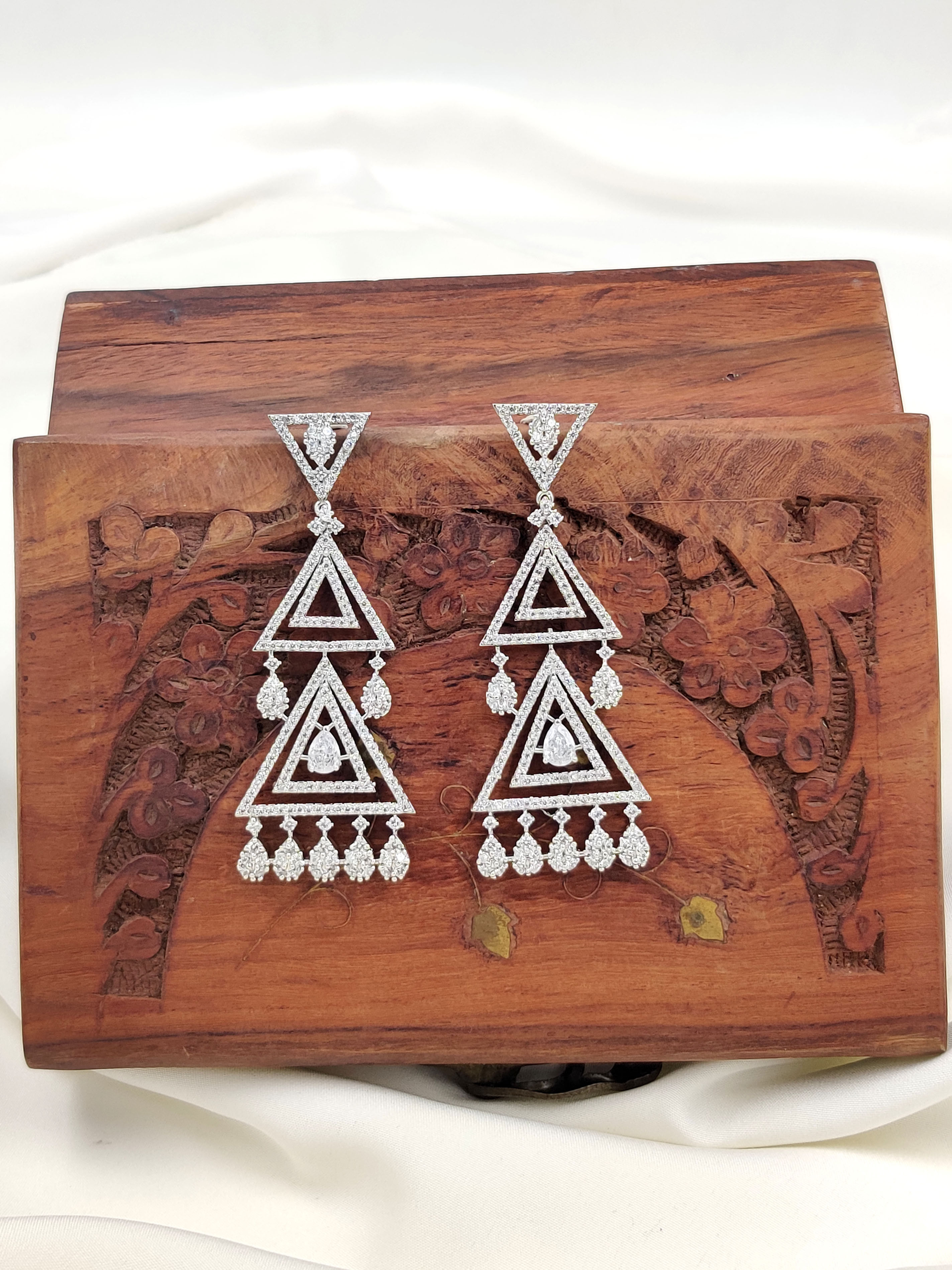 Silver Nerine Zirconia Danglers.