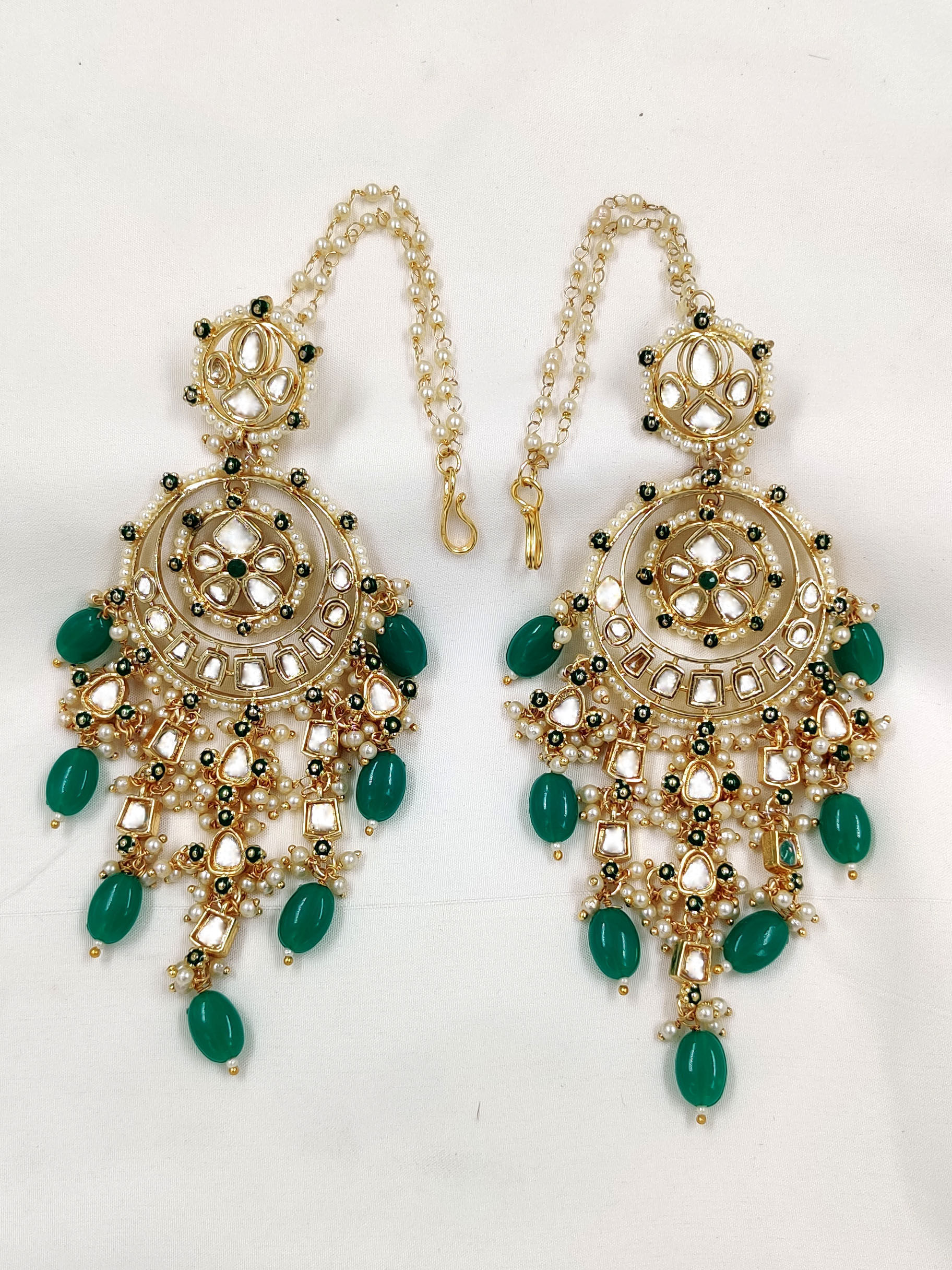 Gold Plated Kundan Floral Chandbalis