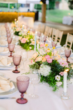 wedding table set up with flowers