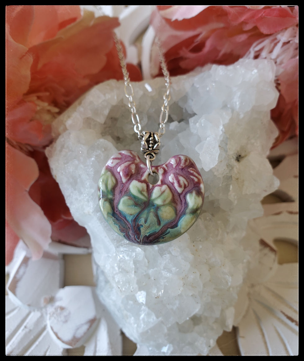 Thumbnail: Lily Pad Pendant in Pink and Green