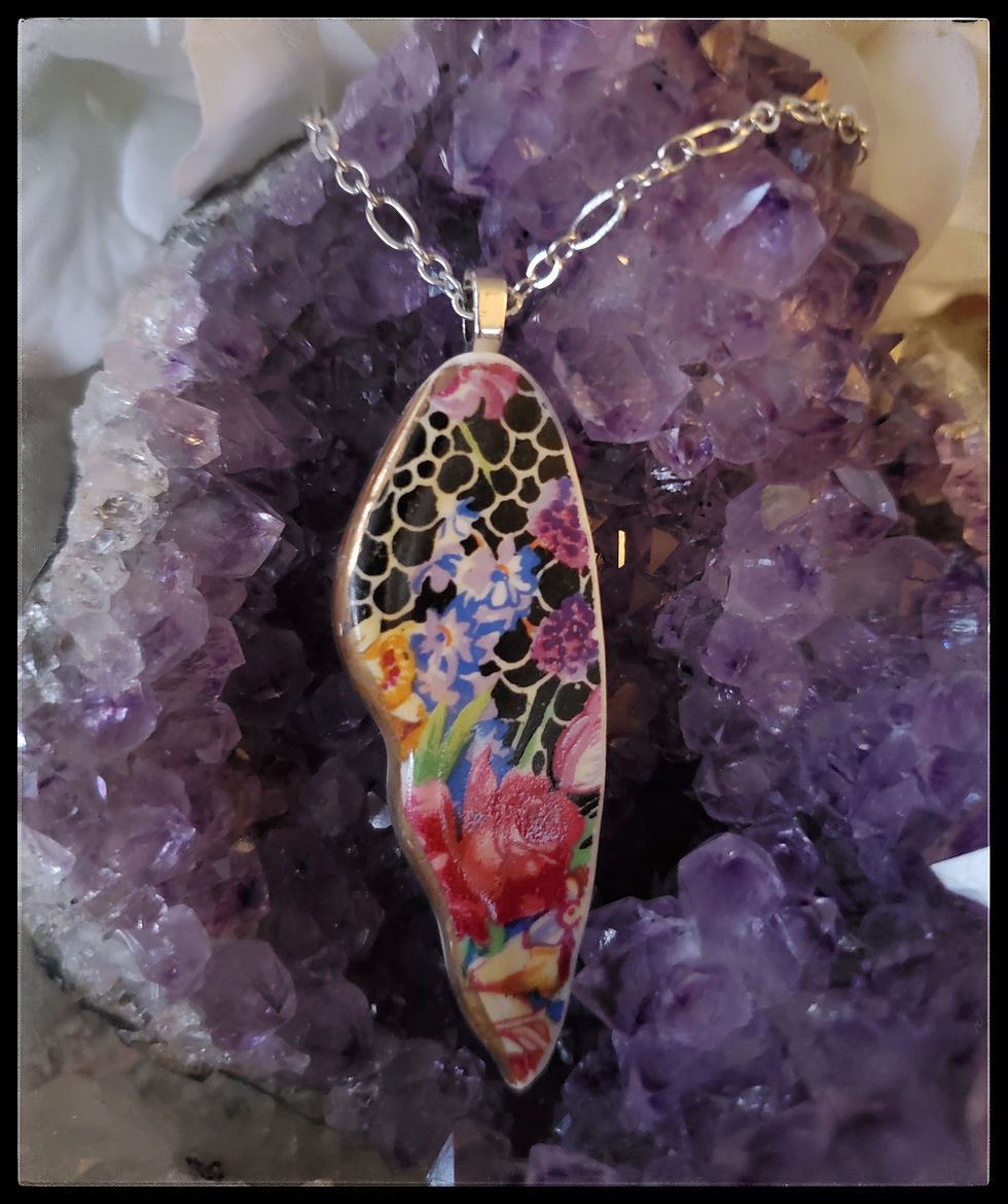 Thumbnail: (SOLD) Angel Wing Pendant & Earring Set - Hazel Pattern