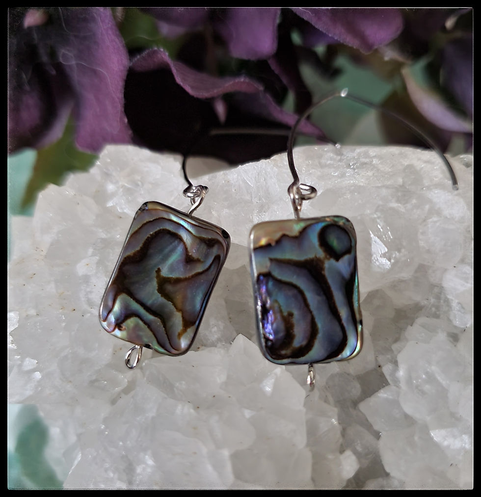 Thumbnail: (SOLD) Abalone Dragonfly Pendant & Earring Set - only 1 available!