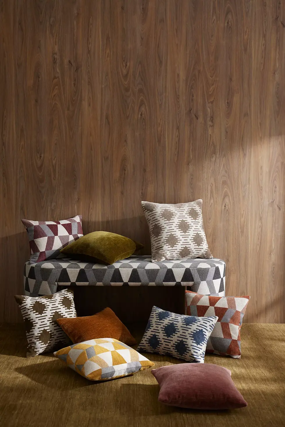 Thumbnail: Attica Mulberry Geometric Fabric