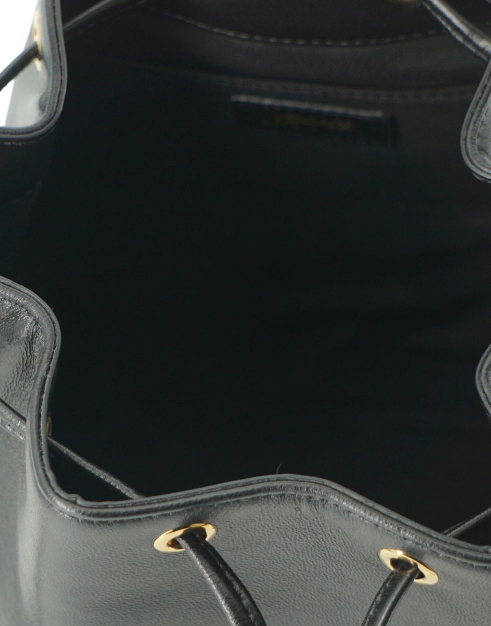 Thumbnail: Versace Elegant Black Leather Medusa Bucket Shoulder Bag