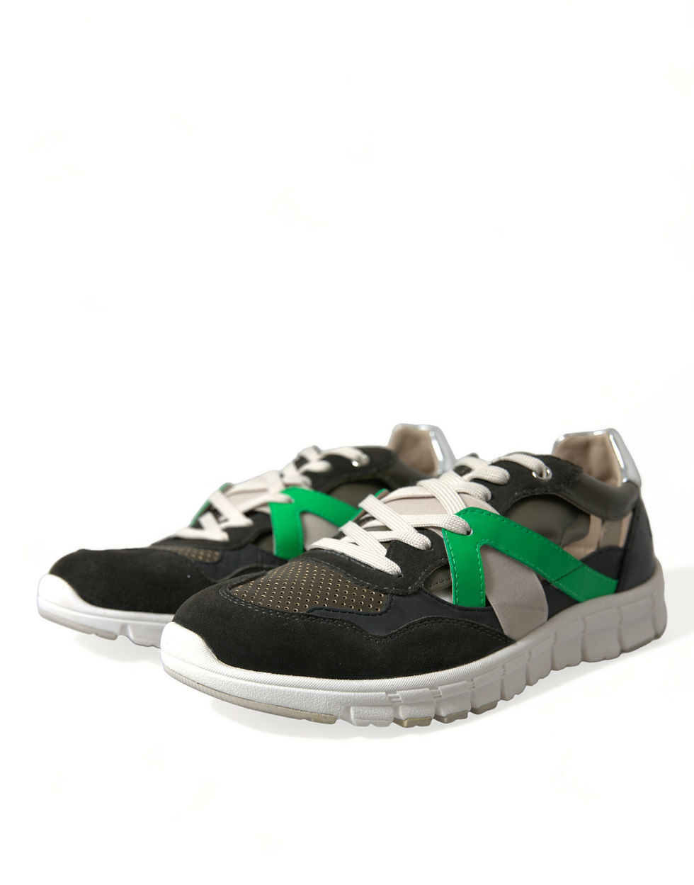 Thumbnail: Dolce & Gabbana Multicolor Leather Suede Low Top Sneakers Shoes
