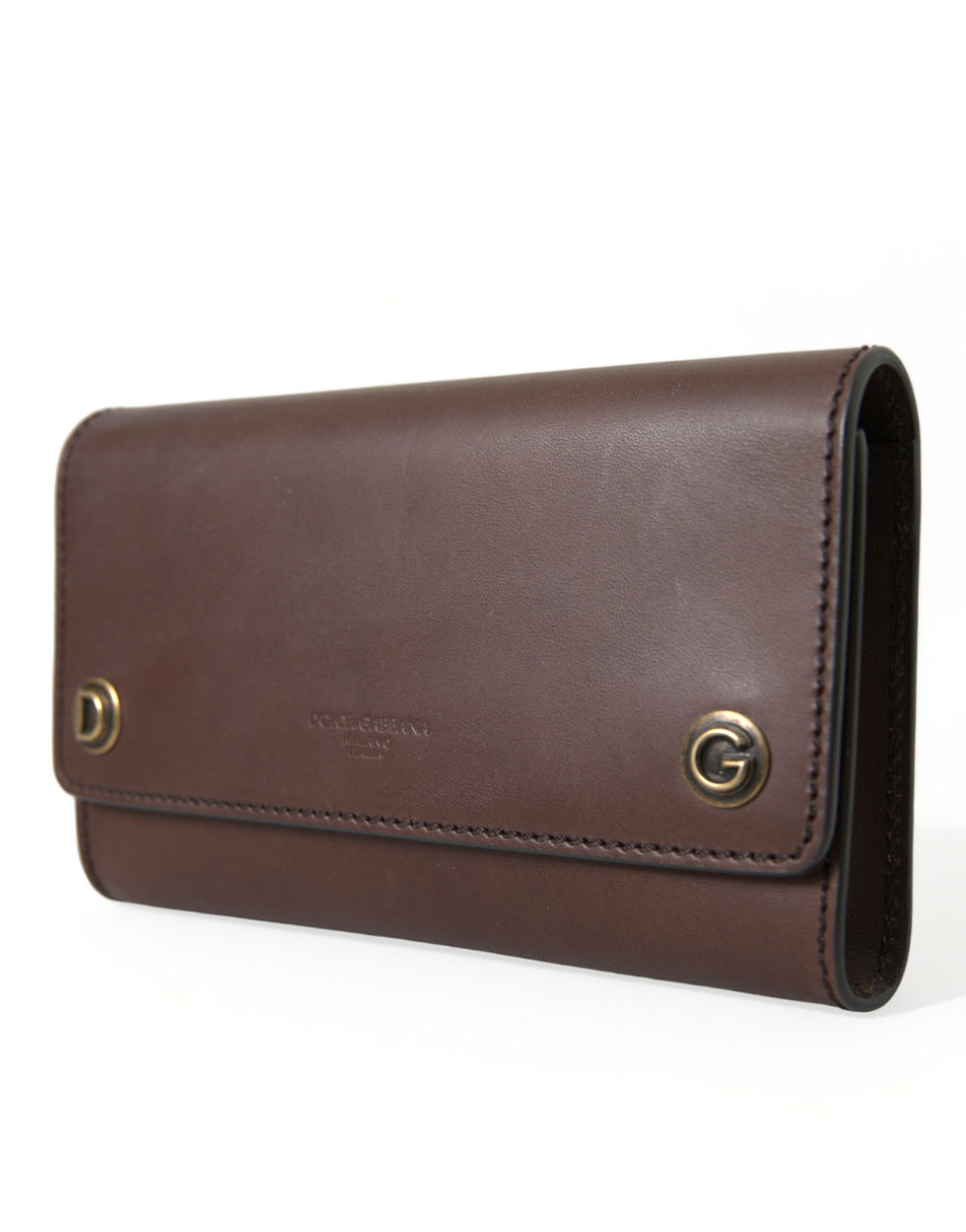 Thumbnail: Dolce & Gabbana Brown Calf Leather Logo Embossed Shoulder Bags