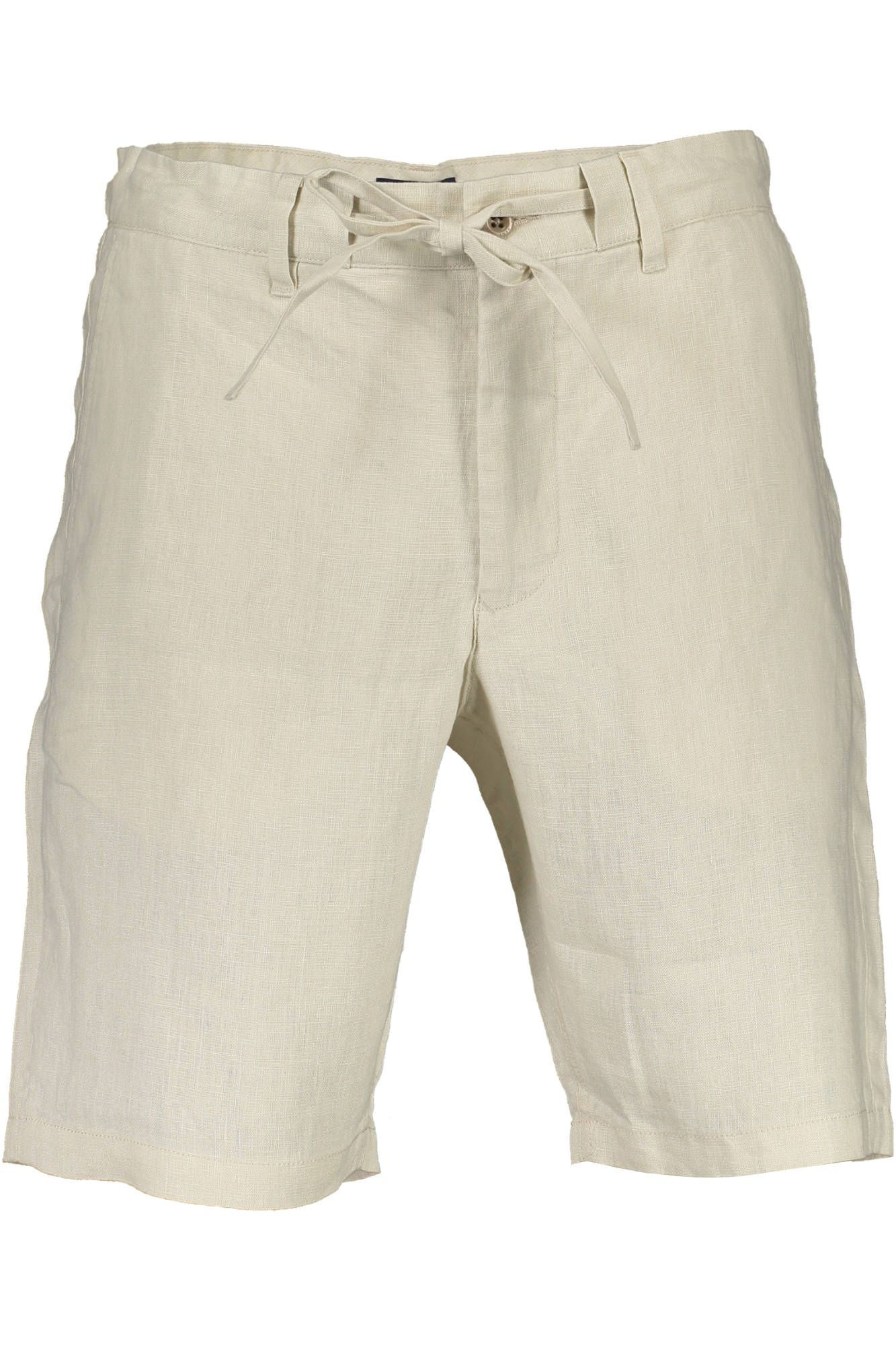 Gant Chic Beige Linen Bermuda Shorts with Logo Detail
