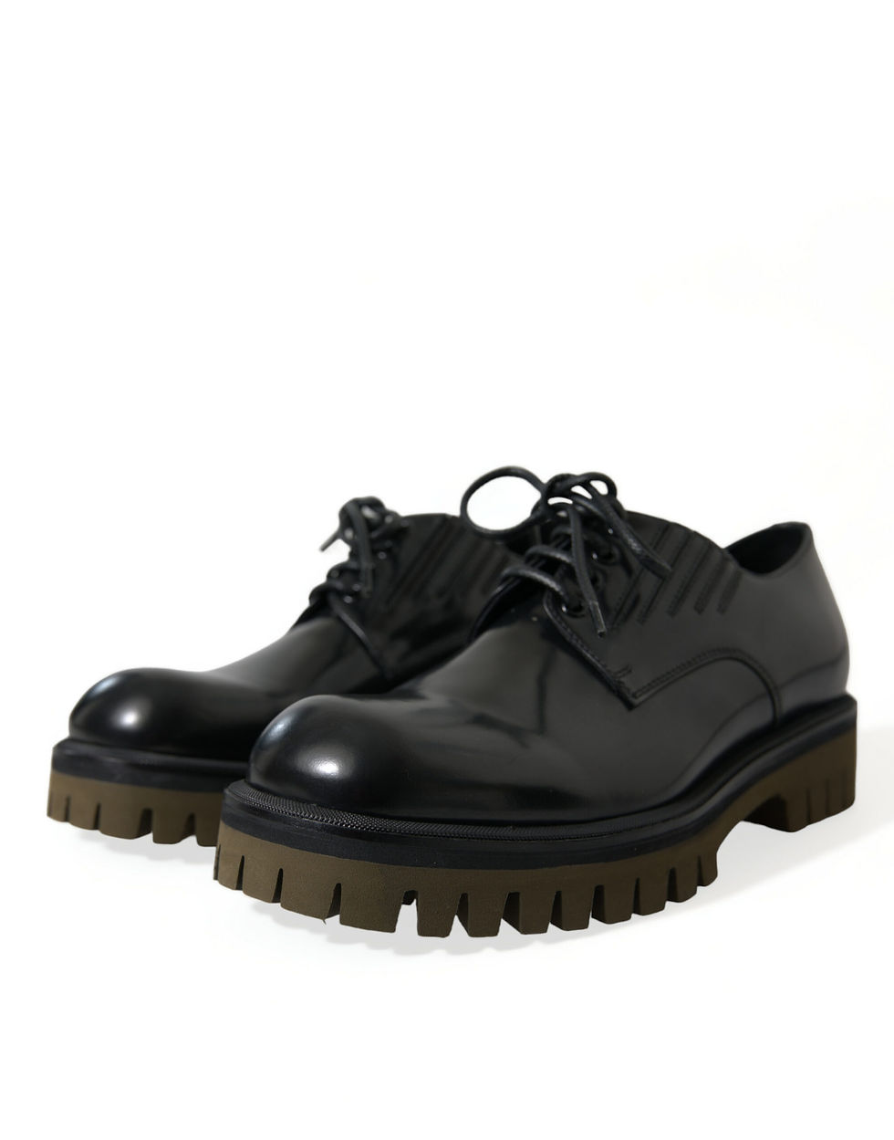Thumbnail: Dolce & Gabbana Black Leather Lace Up Derby Men Dress Shoes
