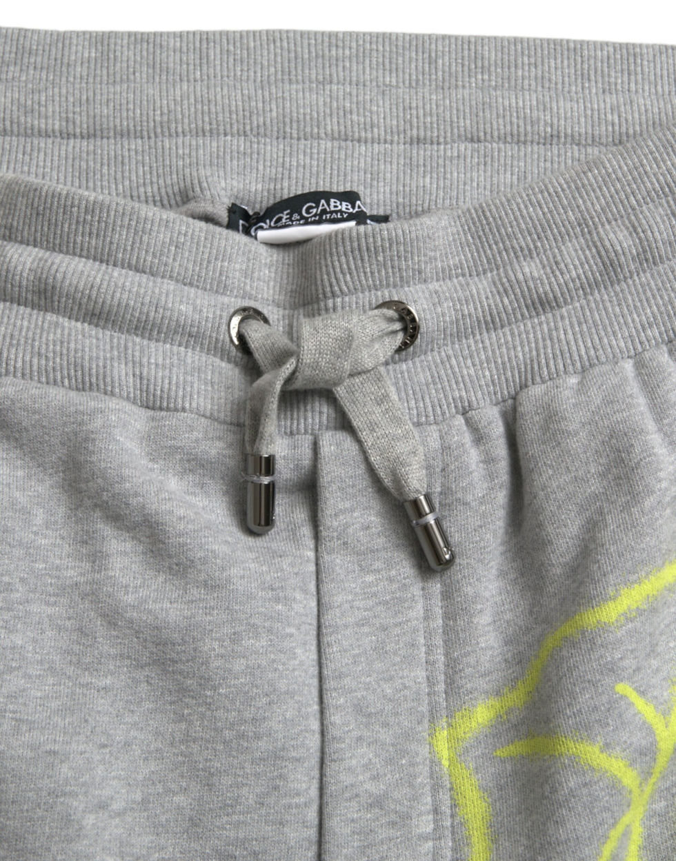Thumbnail: Dolce & Gabbana Gray Cotton Graffiti Sweatpants Jogger Pants