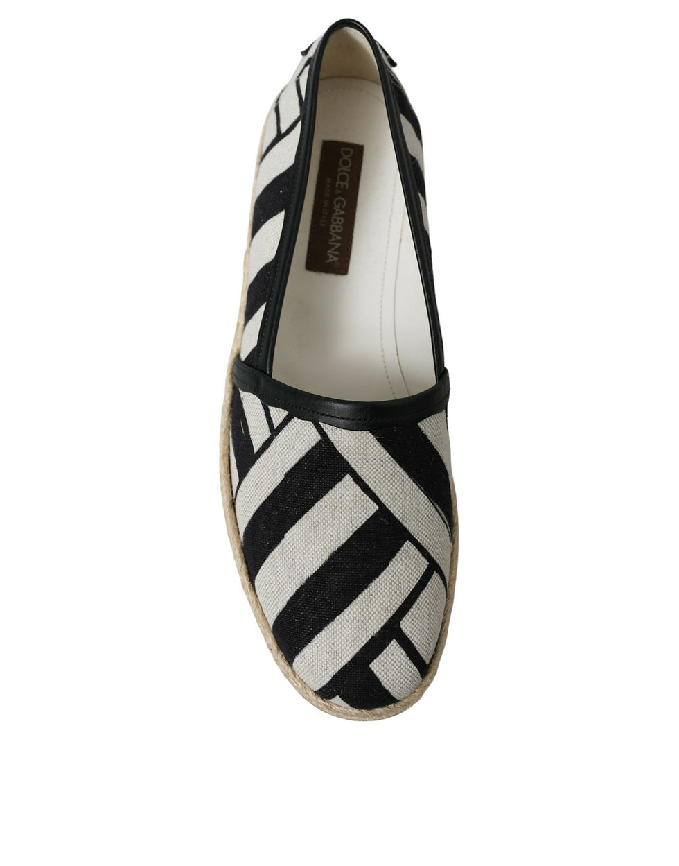 Thumbnail: Dolce & Gabbana Beige Black Striped Canvas Espadrilles MONDELLO Shoes