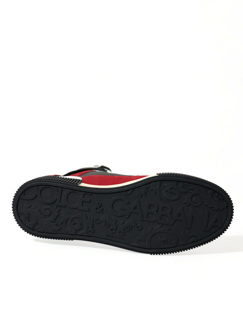 Thumbnail: Dolce & Gabbana Black Red Leather High Top Miami Sneakers Shoes