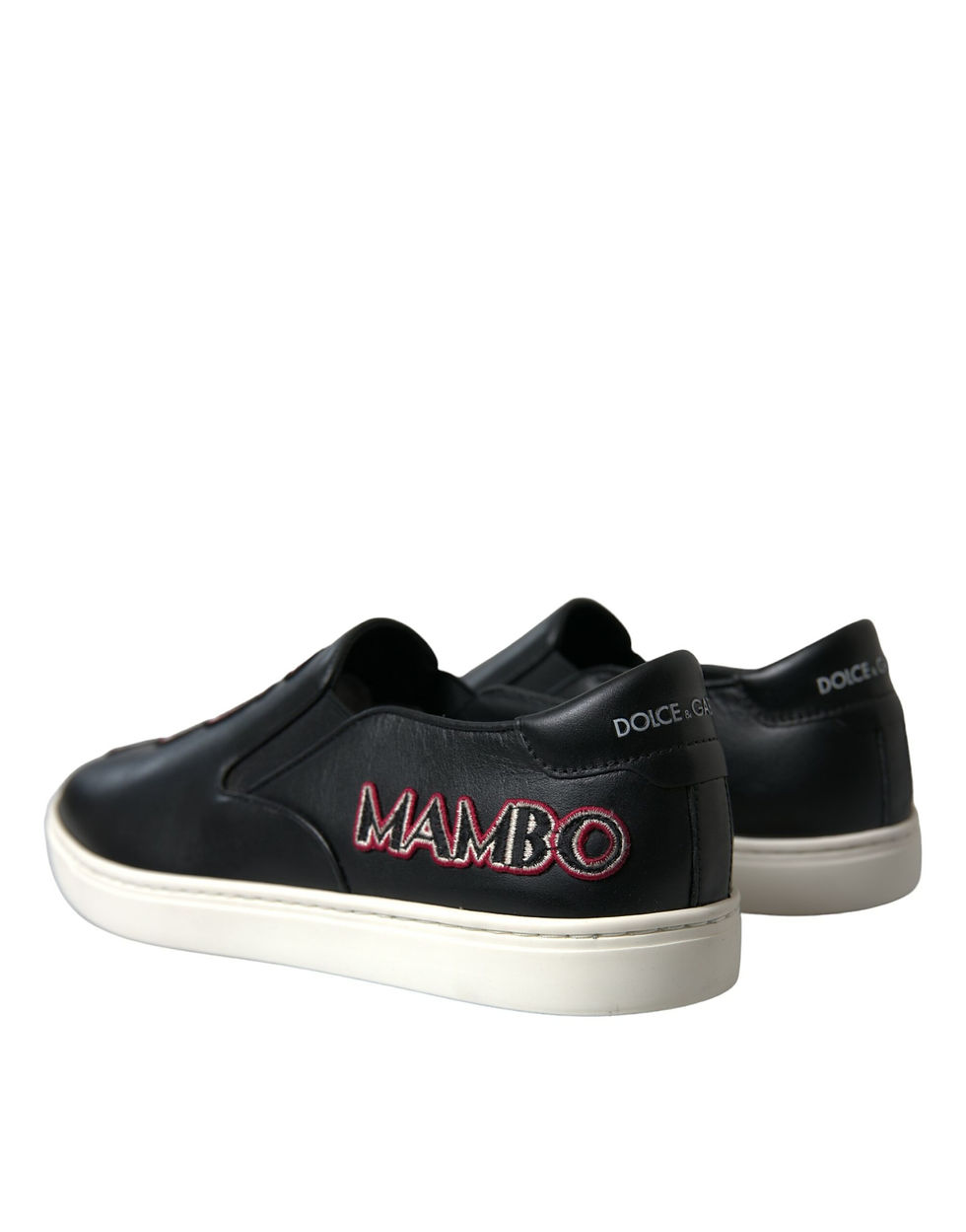 Thumbnail: Dolce & Gabbana Black Patch Embellished Slip On Men Sneakers Shoes