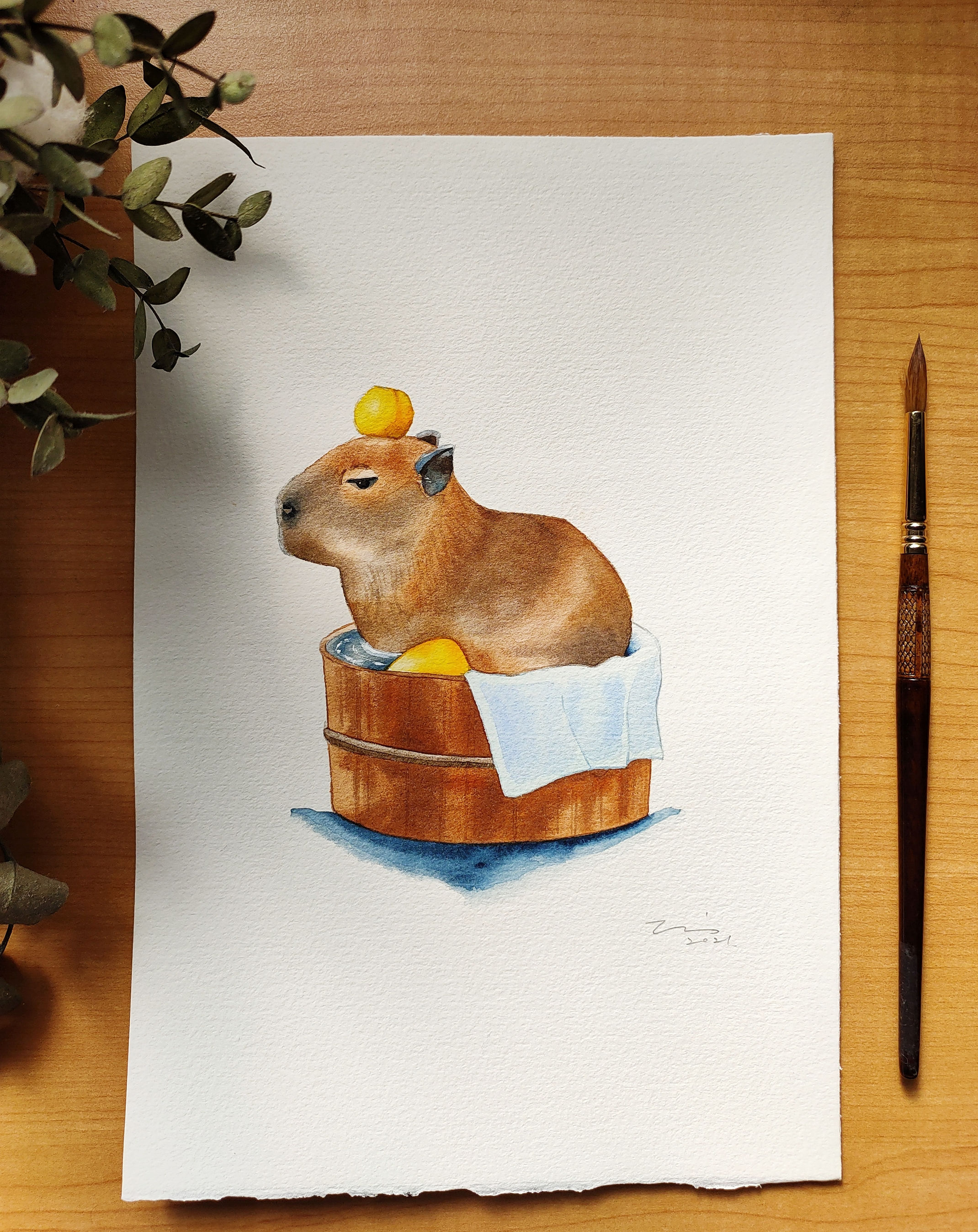 水豚君泡溫泉 Capybara (Original)
