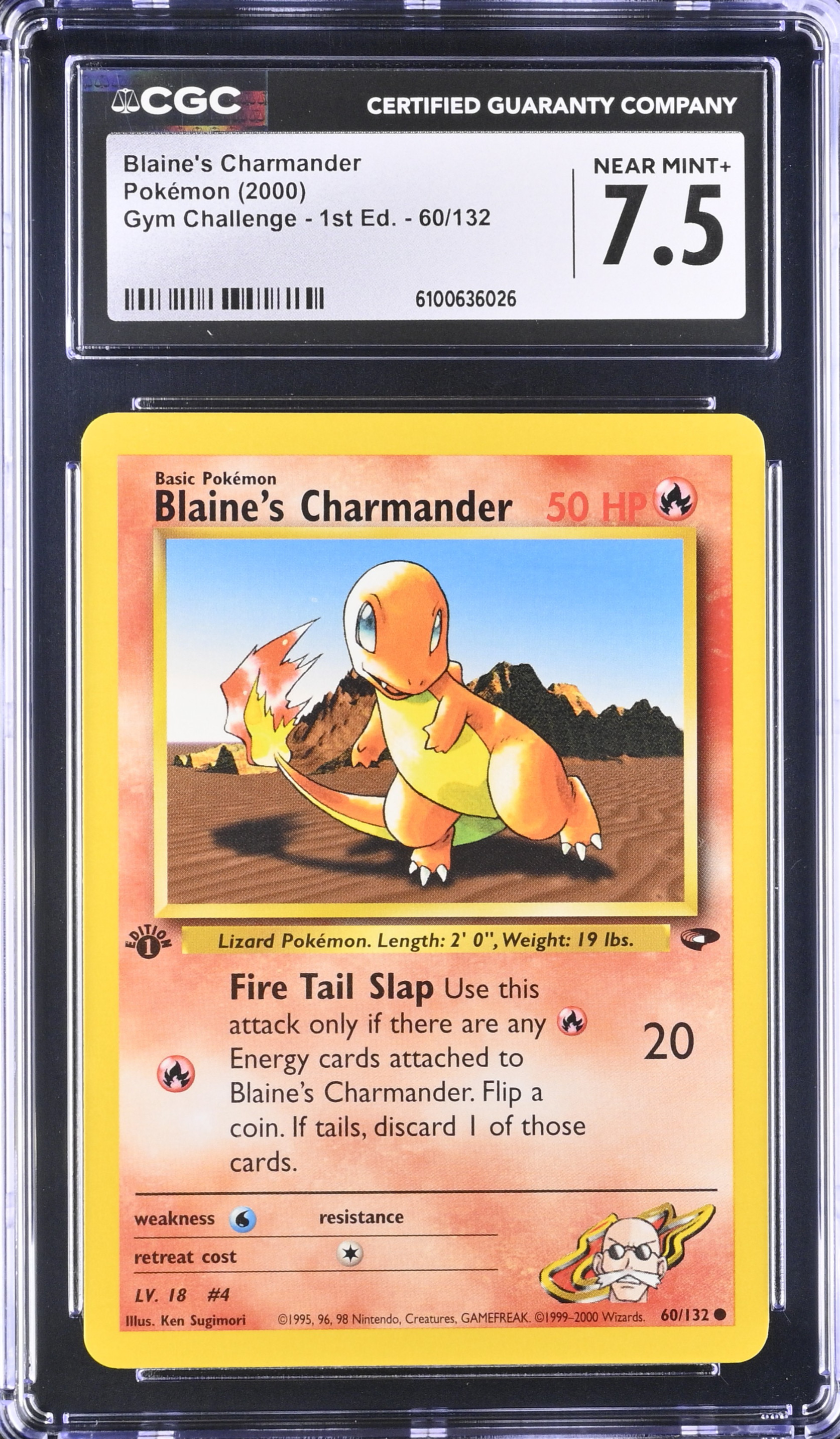 1st Edition Blaines Charmander Gym Challenge CGC - 7.5