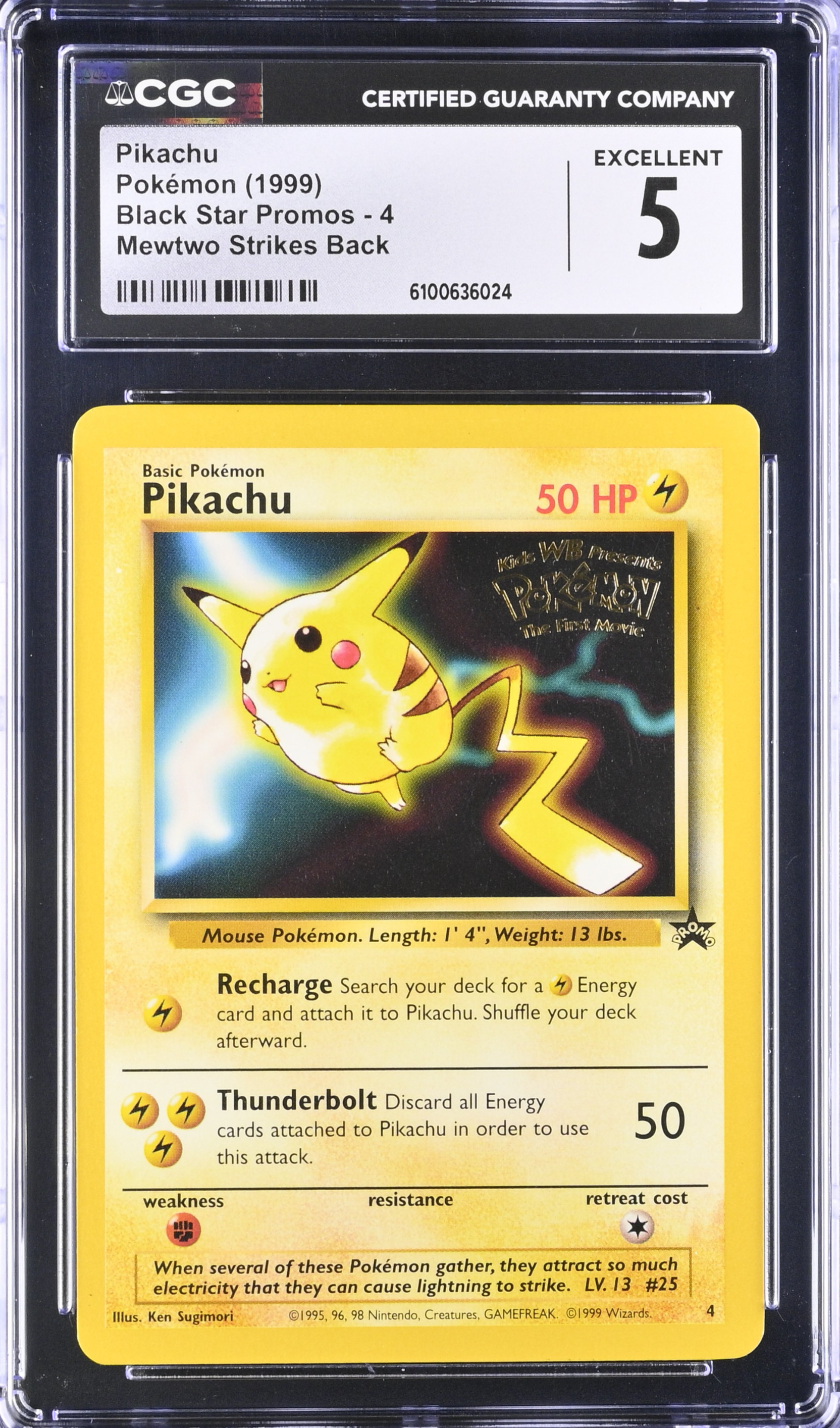 Pikachu black star promo Mewtwo strikes back (1999) CGC - 5